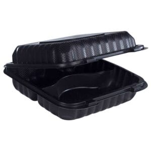 Bandeja Doble 8" × 8" MFPP Negra MF243 Bionature con División 50 uds