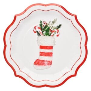 Platos Desechables para Ensaladas y Postres con Motivo "Merry & Bright" de 8" (8 uds)